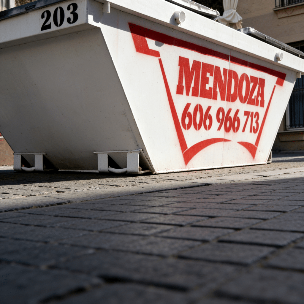 contenedor de obra puesto en la calle con permisos